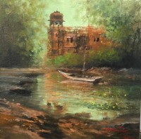 A. Q. Arif, 14 x 14 Inch, Oil on Canvas, Citysscape Painting, AC-AQ-329